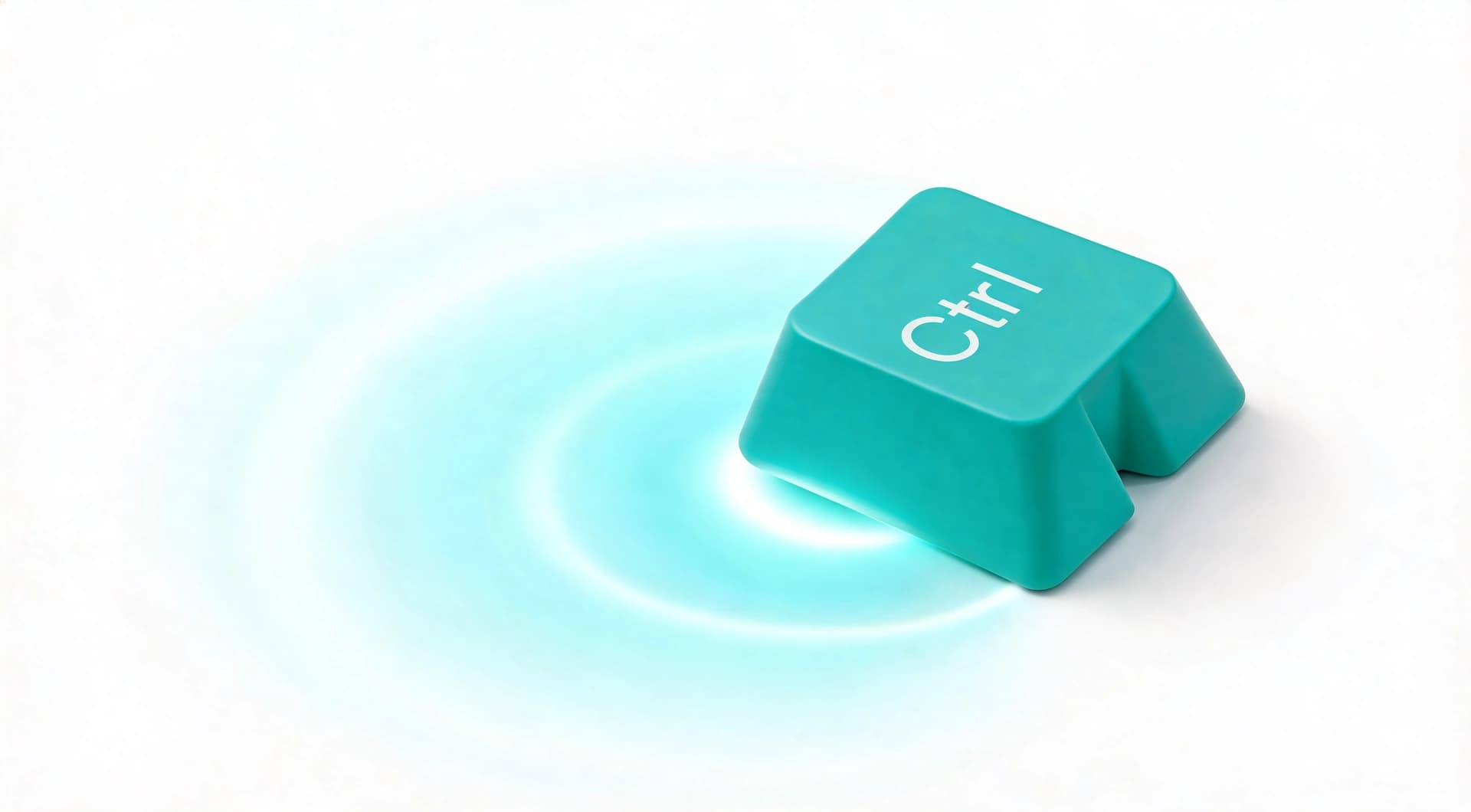 A single teal Ctrl key standing apart from a keyboard, illustrating custom-built web development.