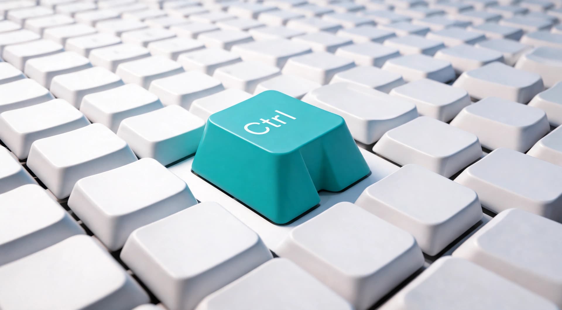 A teal Ctrl key set among rows of plain white keys, illustrating a site built to stand out.